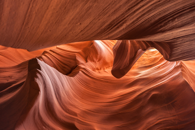 the lines etched by erosion into the walls of a slot canyon