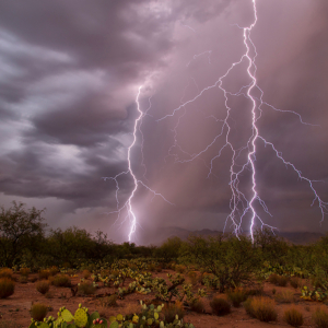 lightning strike over Kitt Peak, Arizona