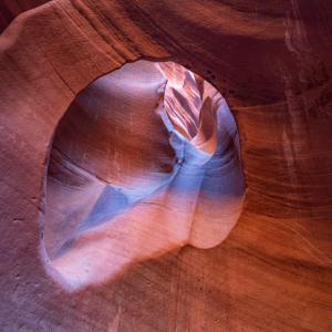 erosion opening in a slot canyon wall